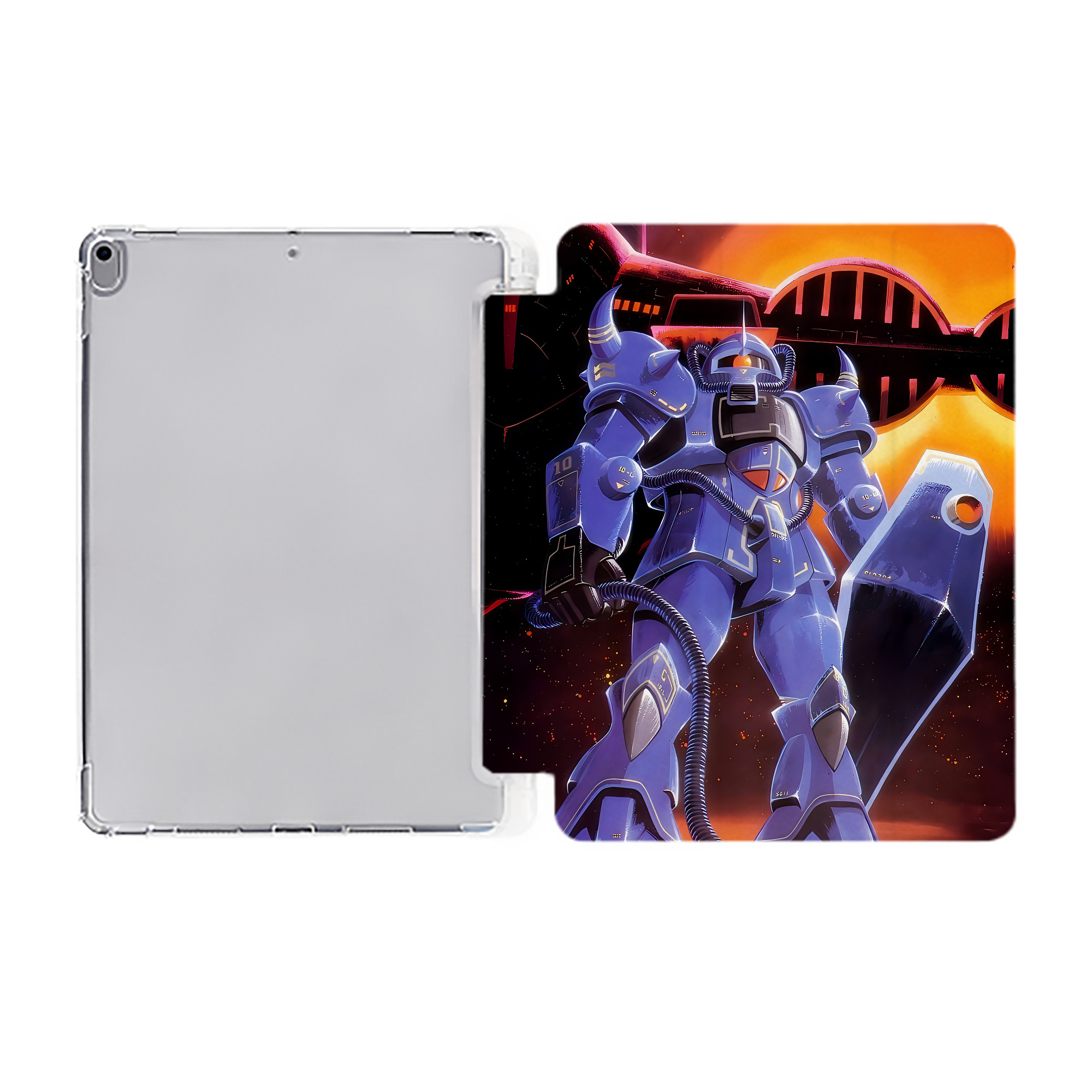 （画像用） 機動戦士ガンダム Mobile Suit Gundam IPad ケース ペン収納付き 三つ折りスタンド PUレザー×シリコン 対応機種9.5/10.5/10.9インチ